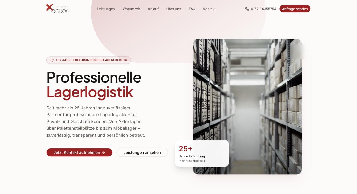 Screenshot der Website LOGIXX