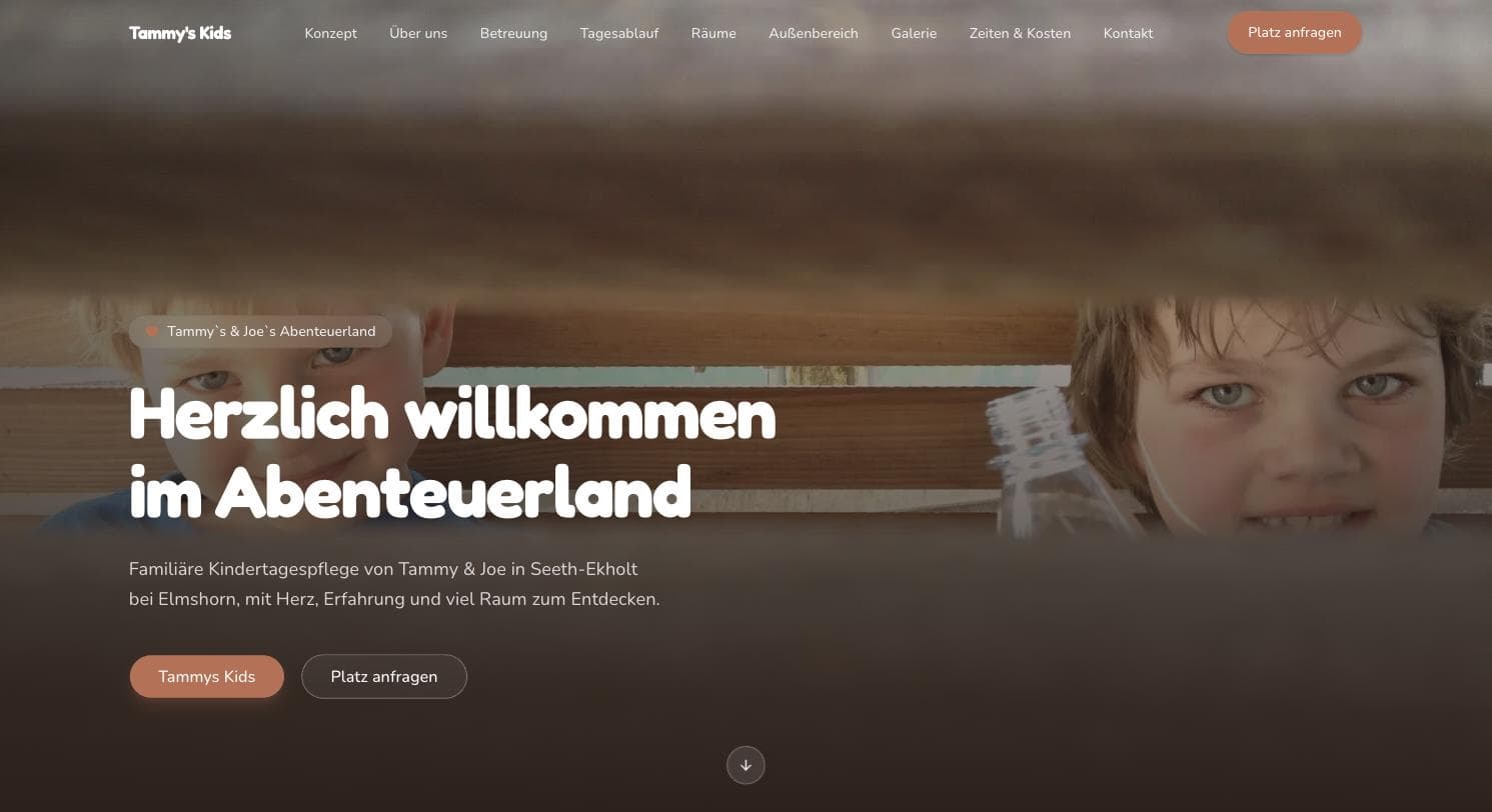 Screenshot der Website Tammy's Kids